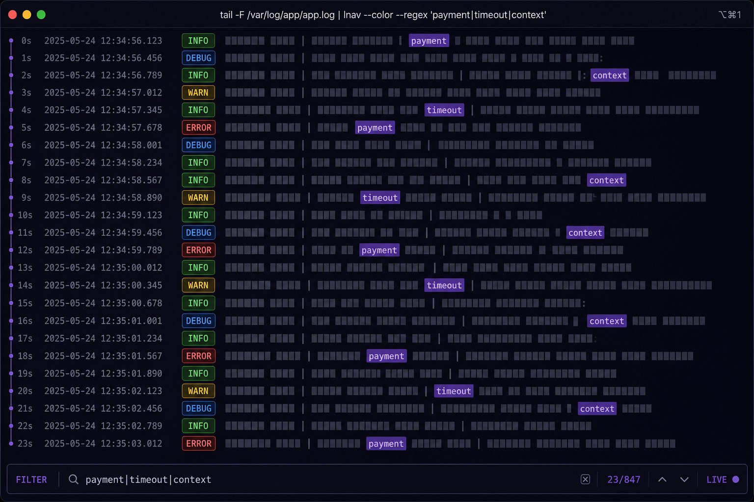 logstream — 终端日志追踪工具